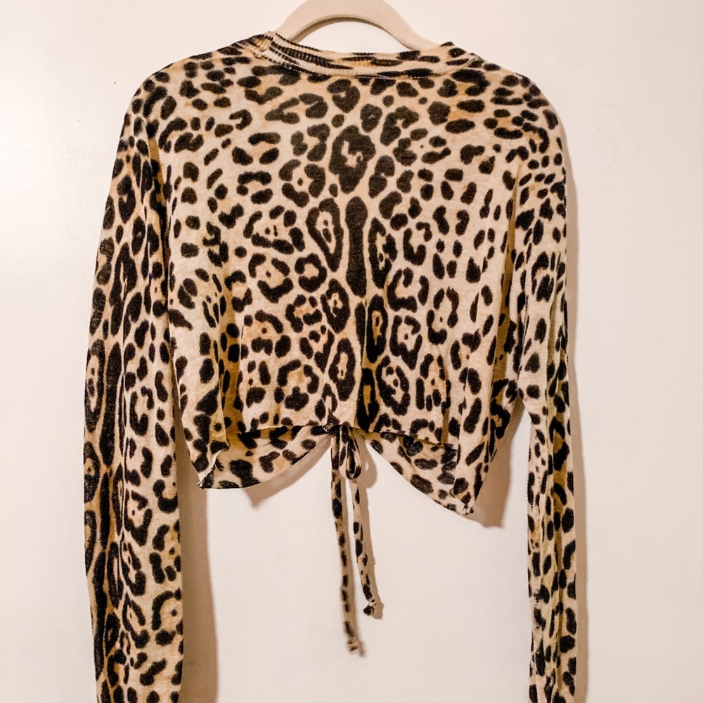 Handmade Animal Print Cinched Crop Sweater - Picture 3 of 4